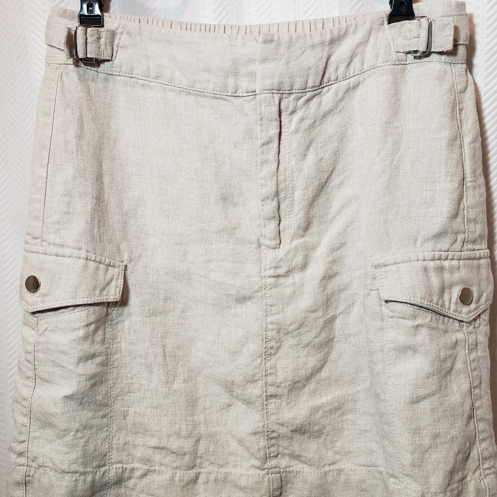 Athleta Voyager Women's Size 6 Short Length Linen Skirt Beige, Cargo Pockets